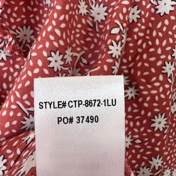 Lulus Top Womens SZ Small Carnation Crush Terracotta Floral Print Ruffle Travel - Picture 10 of 14